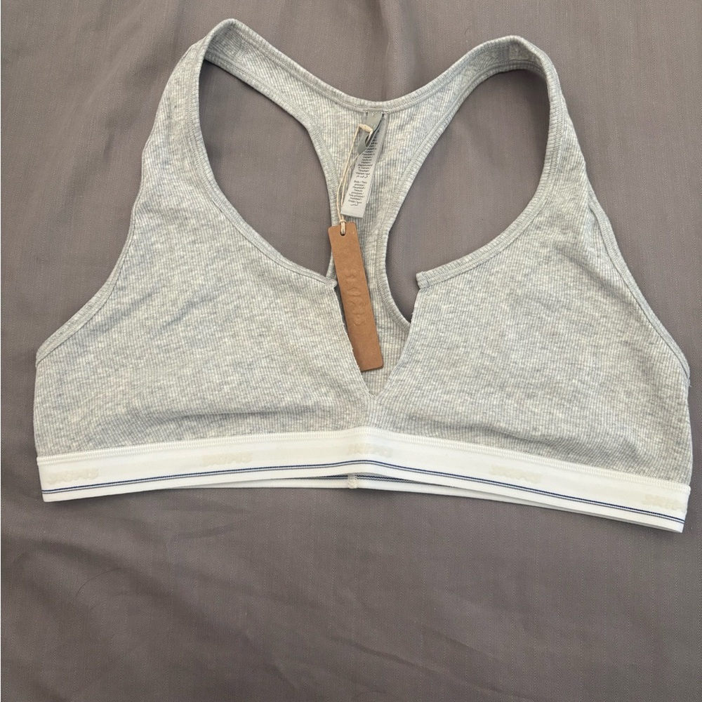Skims Cotton Rib Slit Bralette